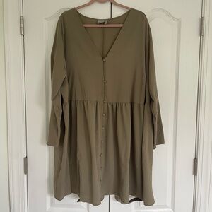 ASOS Green Long Sleeve V-Neck Babydoll Dress US22